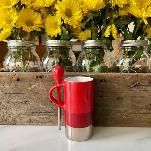Starbucks 2014•Verismo Espresso Mug With Spoon•Red and Silver•Coffee/Latte•8 oz - Picture 3 of 7